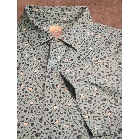 Callaway Other - Callaway Mens Large Blue AOP Golf Polo Shirt Opti-Dri Stretch Performance